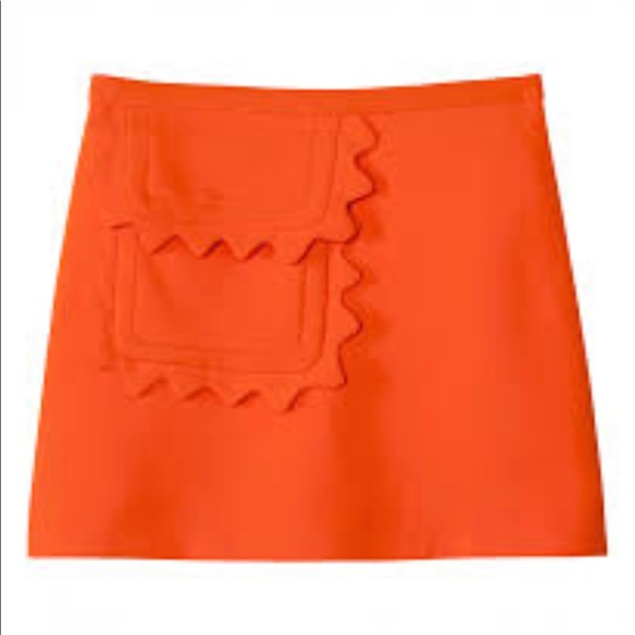Victoria Beckham XS S L Orange scallop skirt NEW - Picture 6 of 6